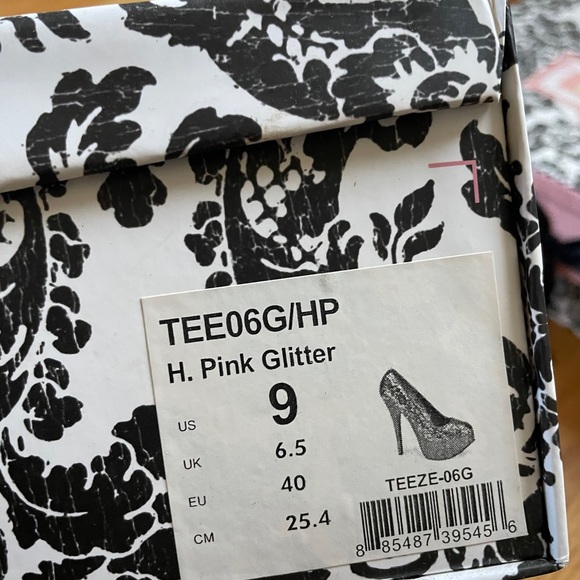 2 x pleaser bordello burlesque teeze pink glitter platform heels - Picture 7 of 10